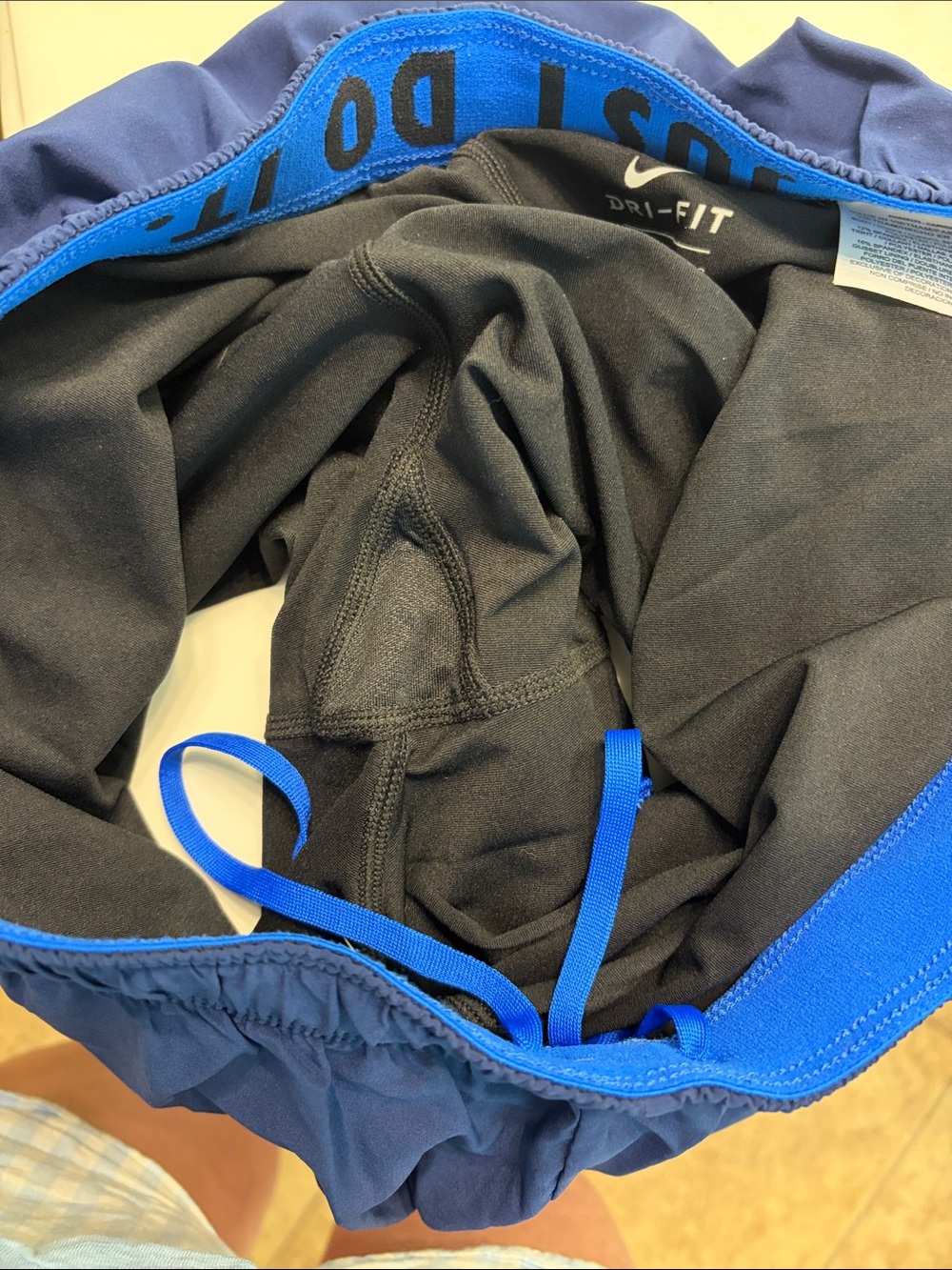 Nike Dri-Fit Navy Blue Athletic Running Shorts with lining to prevent chafing. - Picture 7 of 8